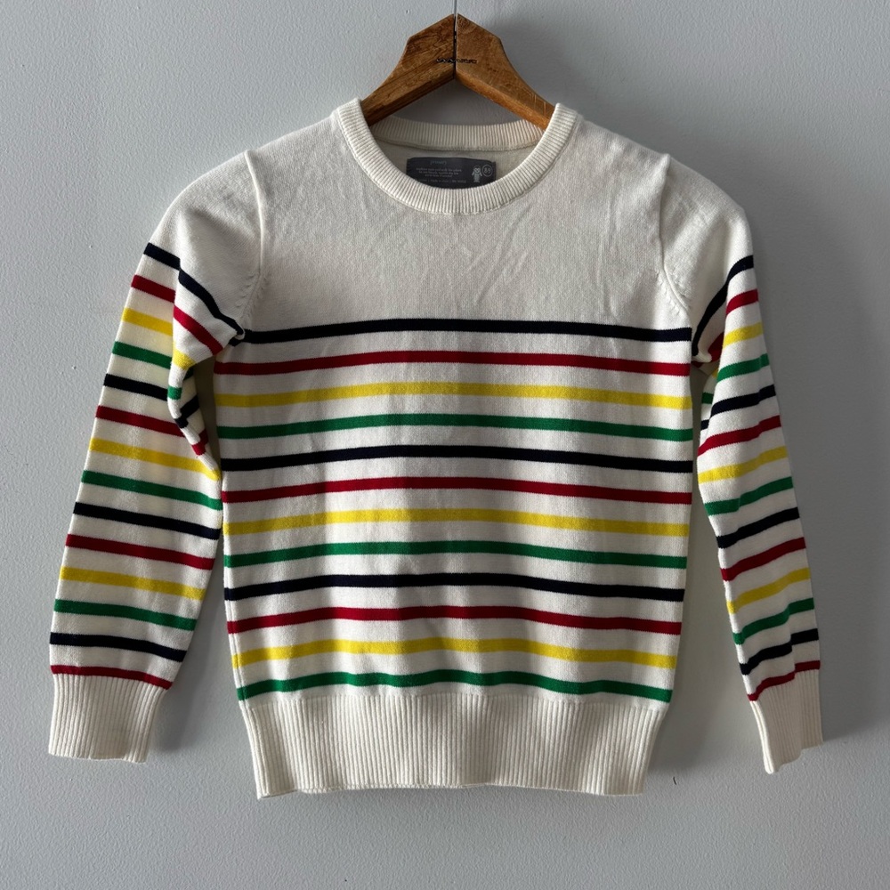 Primary Striped Sweater Sz 8-9, cotton, preppy, colorful, cute, classic, rainbow
